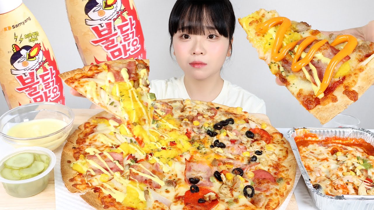 고구마피자 콤비네이션피자 불닭마요 뿌려서 먹방🍕(치즈오븐스파게티 까지 ! ) PIZZA PASTA BULDAK MAYO MUKBANG ASMR