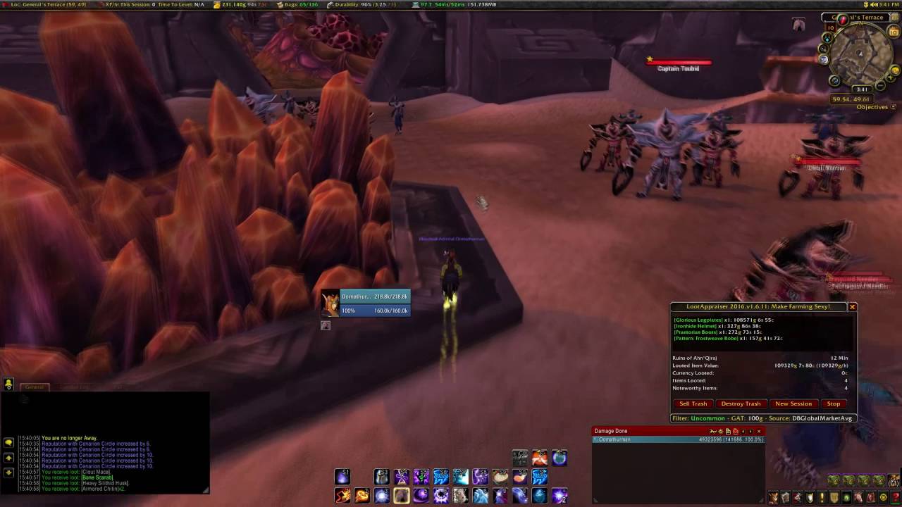 WoW AQ20 Transmog/Gold Farm...5-25kG/hr...Glorious Legplates????