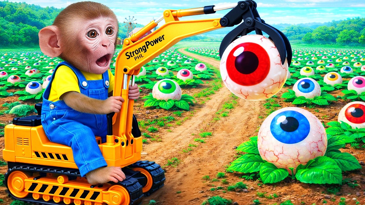 Mono NEO cosecha dulces gigantes con una grúa en la granja 🍭🚜| MONO NEO ESP