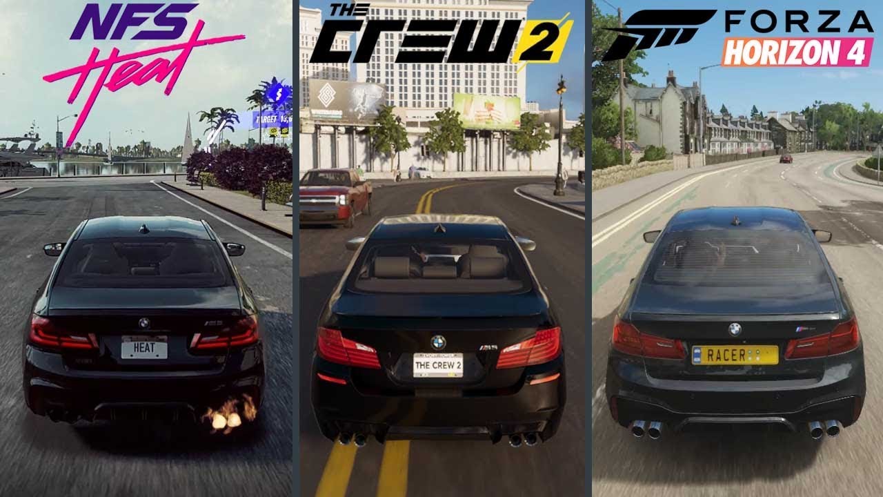 Need For Speed HEAT vs Crew 2 vs Forza Horizon 4 - BMW M5 comparison