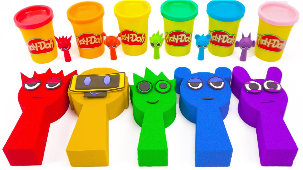 Satisfying Incredibox Sprunki Sculpting with Kinetic Sand 🌈 Rainbow Sand ASMR
