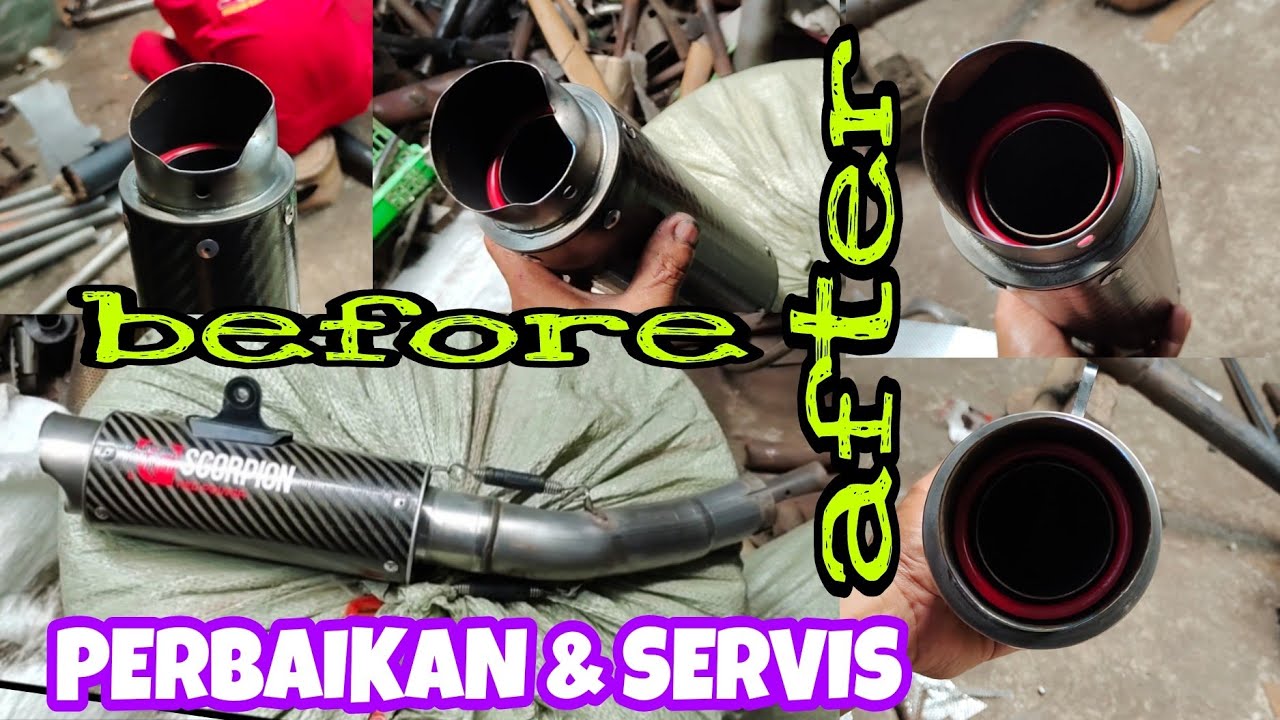 CARA MEMPERBAIKI KNALPOT RACING SCORPION YANG PENYOK KARENA DI TABRAK DARI BELAKANG