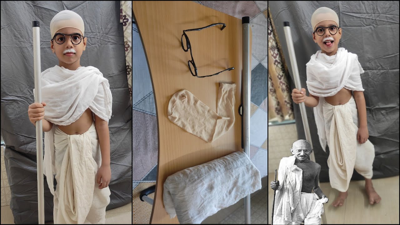 #Gandhijayanti|| Dress up for Mahatma Gandhi|| #Fancydress makeup for Gandhiji|| Diy for #fancydress