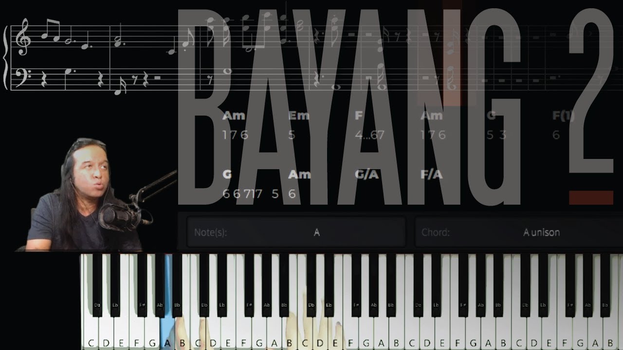 Bayang-Bayang Dewa 19, tutorial piano komplit notasi, chord dan sound asli