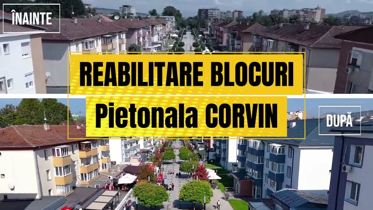 Pietonala Corvin &ndash; &icirc;nainte și după reabilitarea blocurilor
