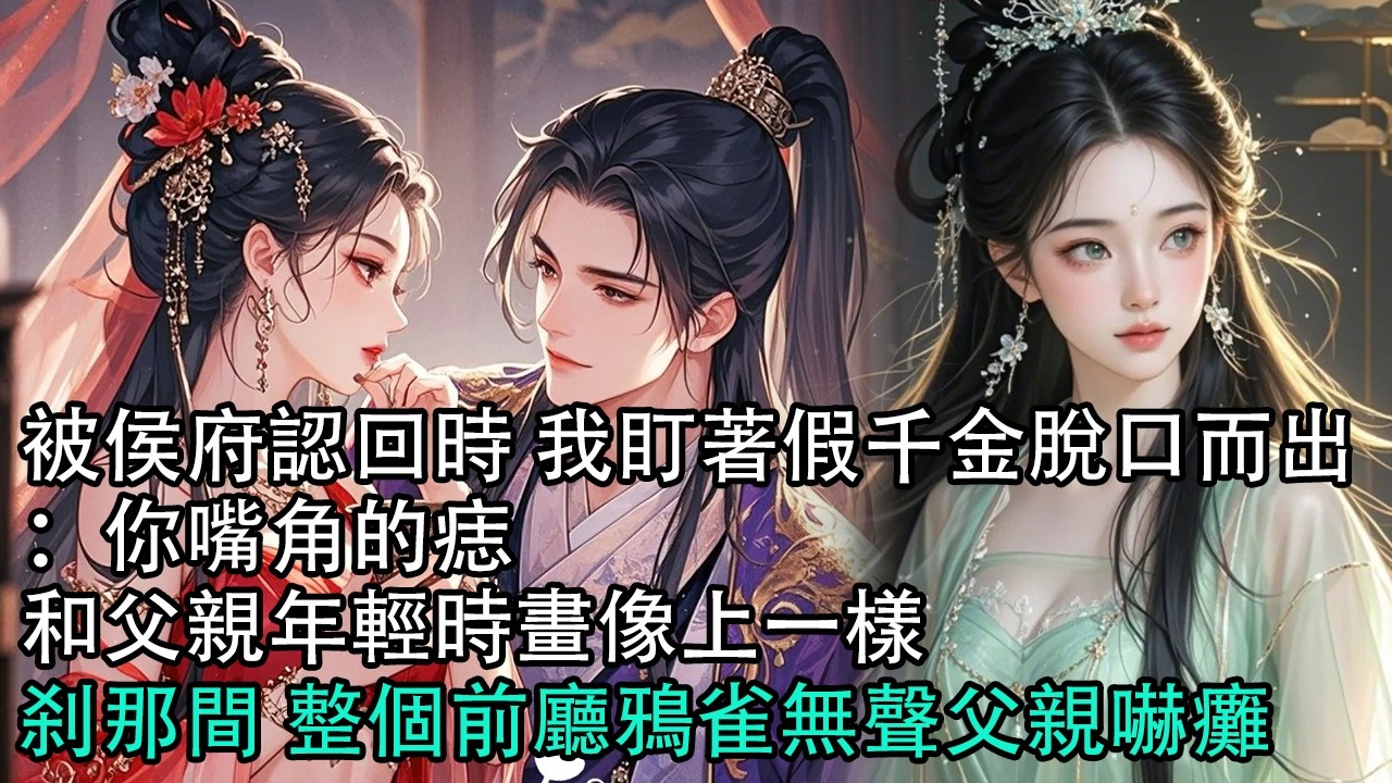 【一口氣看完】被侯府認回時，我盯著假千金脫口而出：你嘴角的痣，和父親年輕時畫像上一樣。刹那間，整個前廳鴉雀無聲，父親嚇癱#古言 #有聲小說 #情感故事