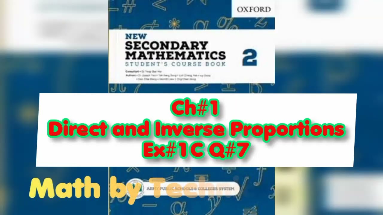 Ex#1C Q#7 | Ch#1 Direct and Inverse Proportions | APS MATH Class 7 #apsmath #1c #7th