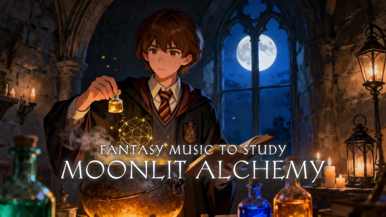 POV : You're Studying Potions in Alchemy Room ⚗️| Fantasy Study Music for Midnight Focus