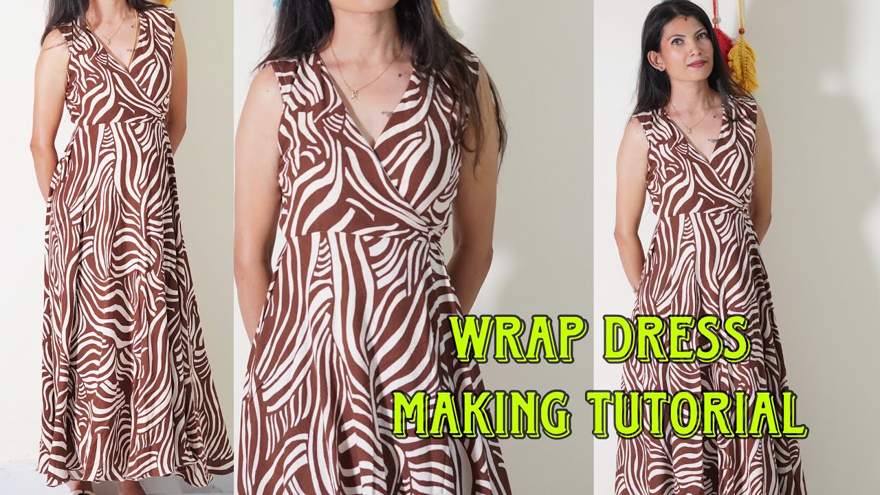 Wrap dress cutting and stitching tutorial for beginners / Harsha designer 