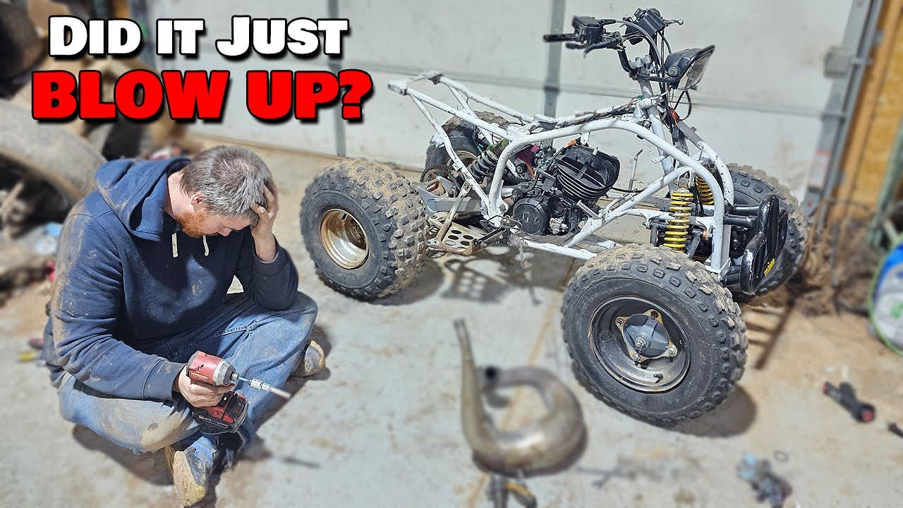 TURBO 2 Stroke Engine Yamaha Blaster $500 Budget DRAG Atv First Start! (REVS HIGH!)