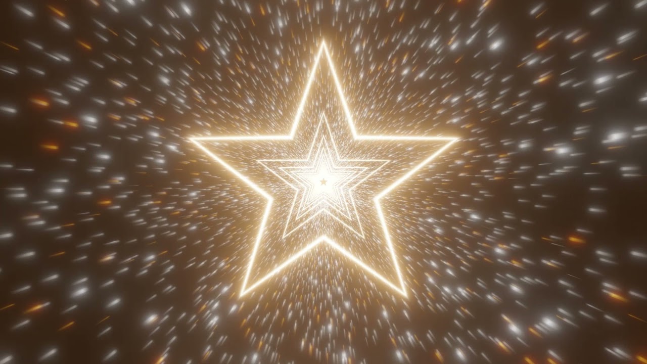 Shining Star Shaped Neon Light Abstract HD Tunnel Loop Background