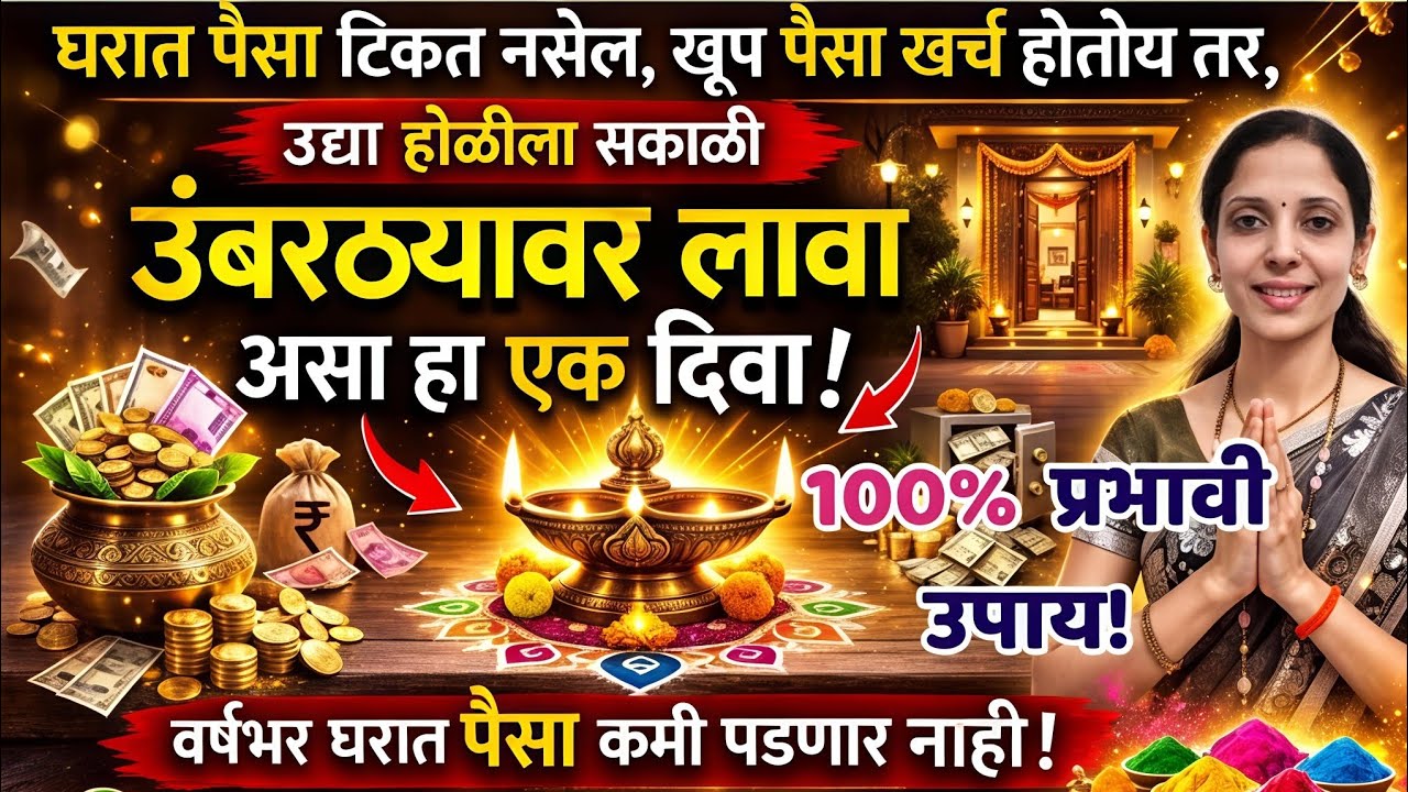 #होळी ला उद्या सकाळी उंबरठ्यावर लावा असा एक दिवा? वर्षभर घरात पैसा टिकेल? #holi2026 