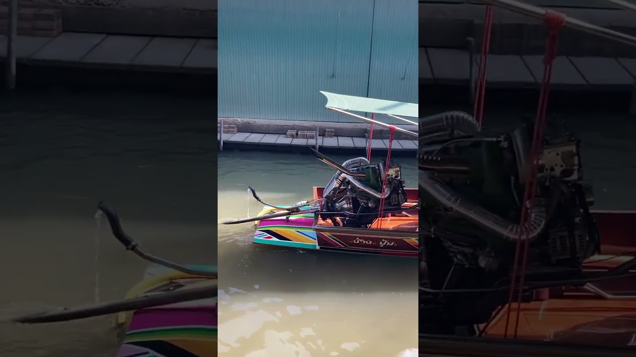Turbo charged long tail boat at Thai floating market these guys are very proud #bangkokvlog #boat