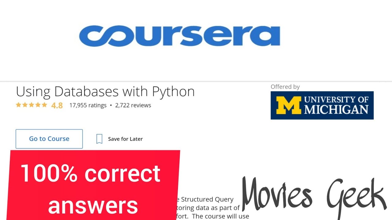 Using databases with python | Coursera course all quiz 100% correct answers.