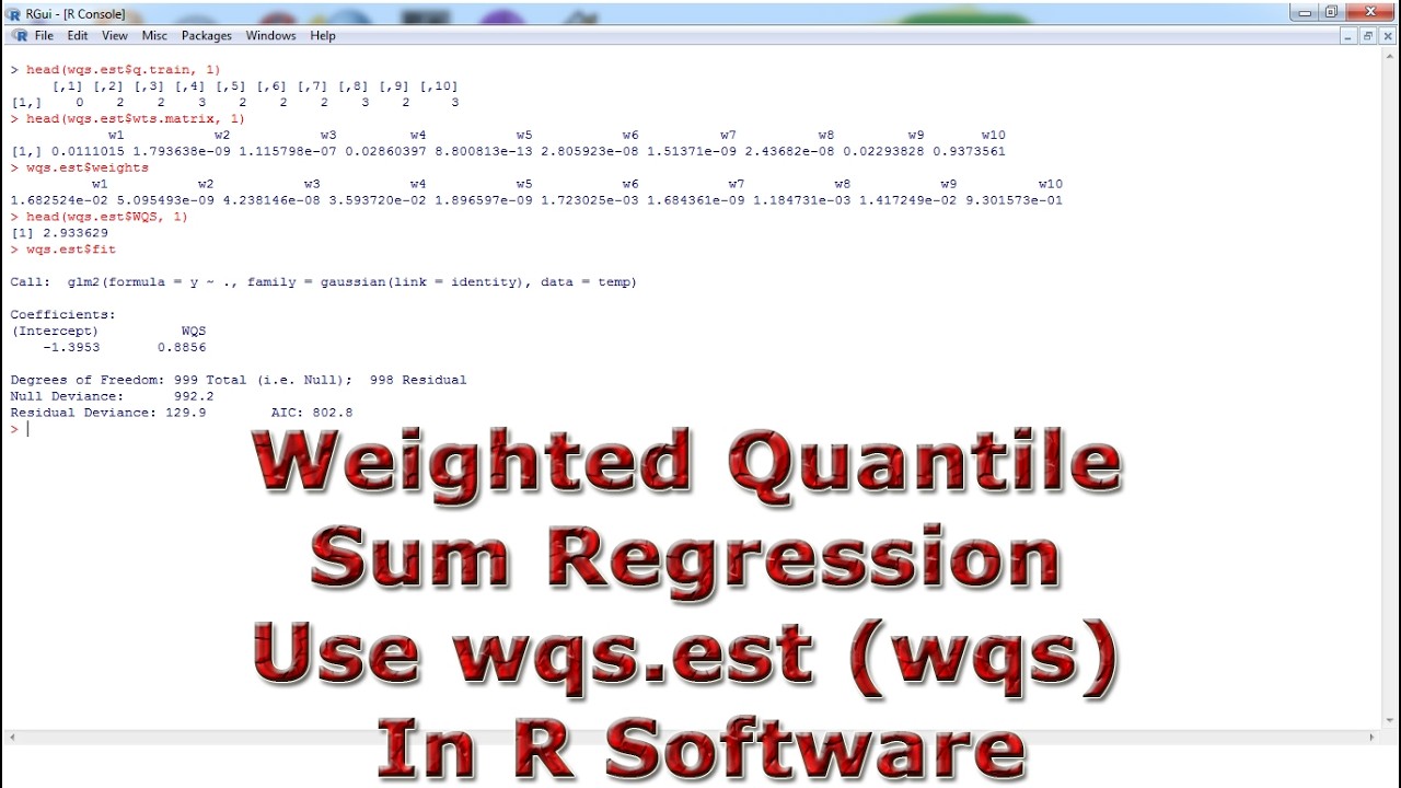 Weighted Quantile Sum Regression Use wqs.est (wqs) With (In) R Software
