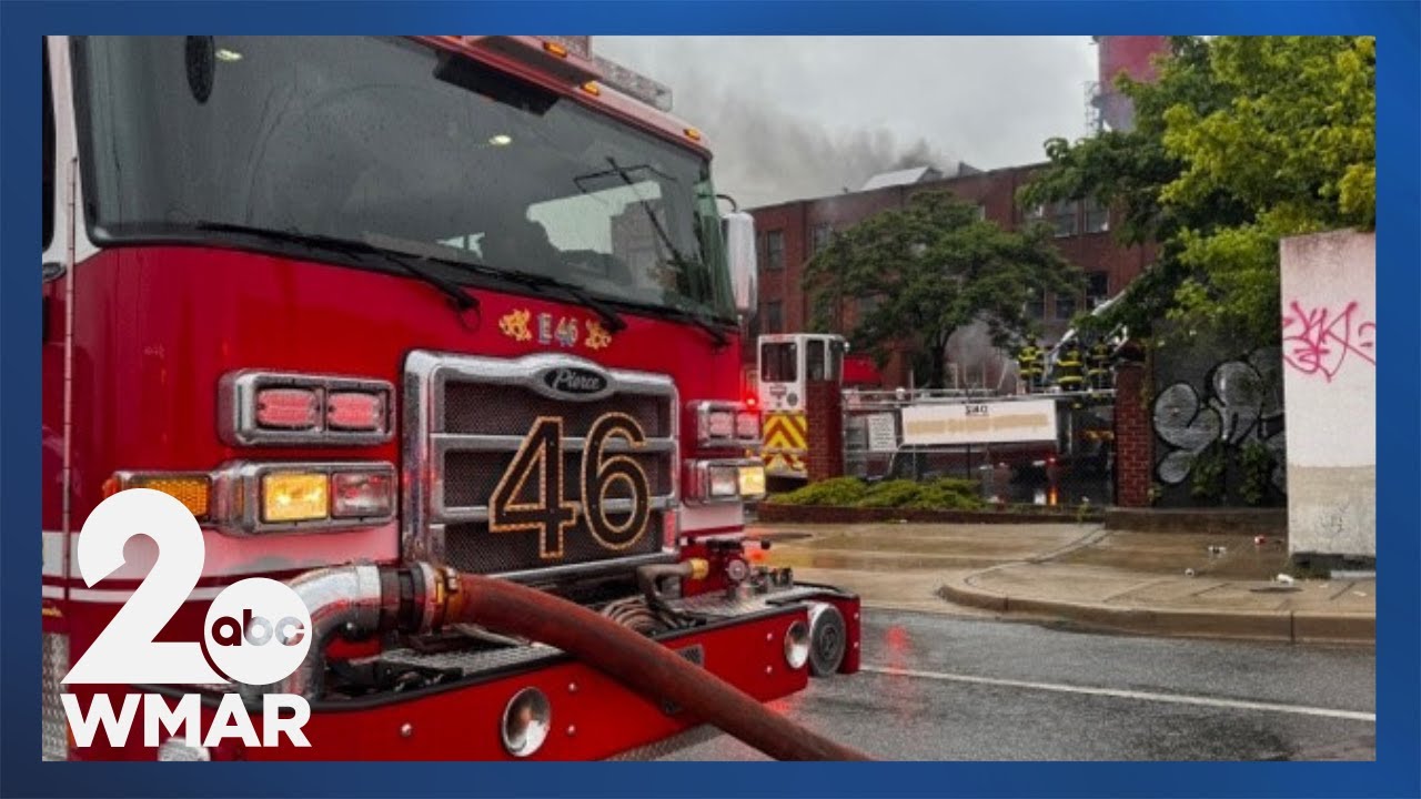 WMAR-2 News on the scene of seven-alarm fire in West Baltimore