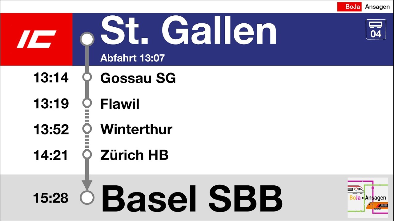 SBB Ansagen | IC (3) St. Gallen - Zürich HB - Basel SBB | 2023 | BoJa Ansagen