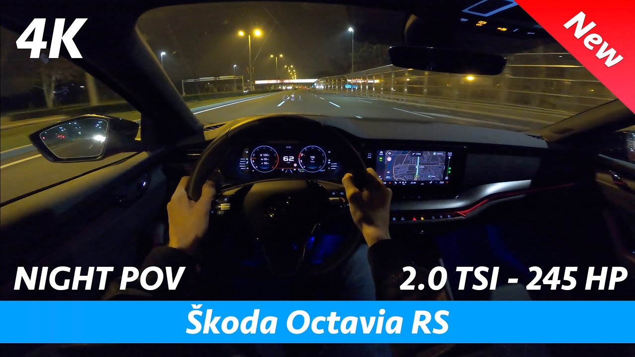Škoda Octavia RS 2021 - Ночной тест-драйв POV и ПОЛНЫЙ обзор в 4K | Впечатляющий расход 5,5 л !!!