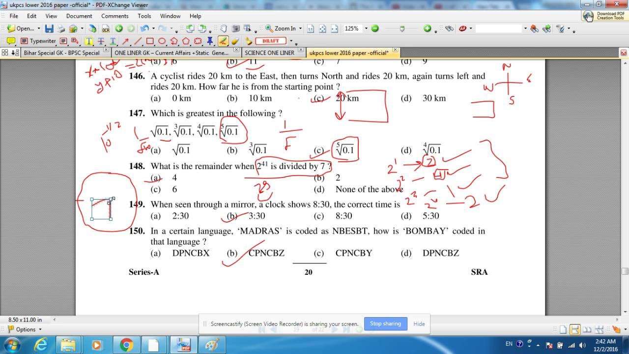 UKPSC Lower PCS 2016 Fully Solved Paper Part 7 - Aptitude Paper