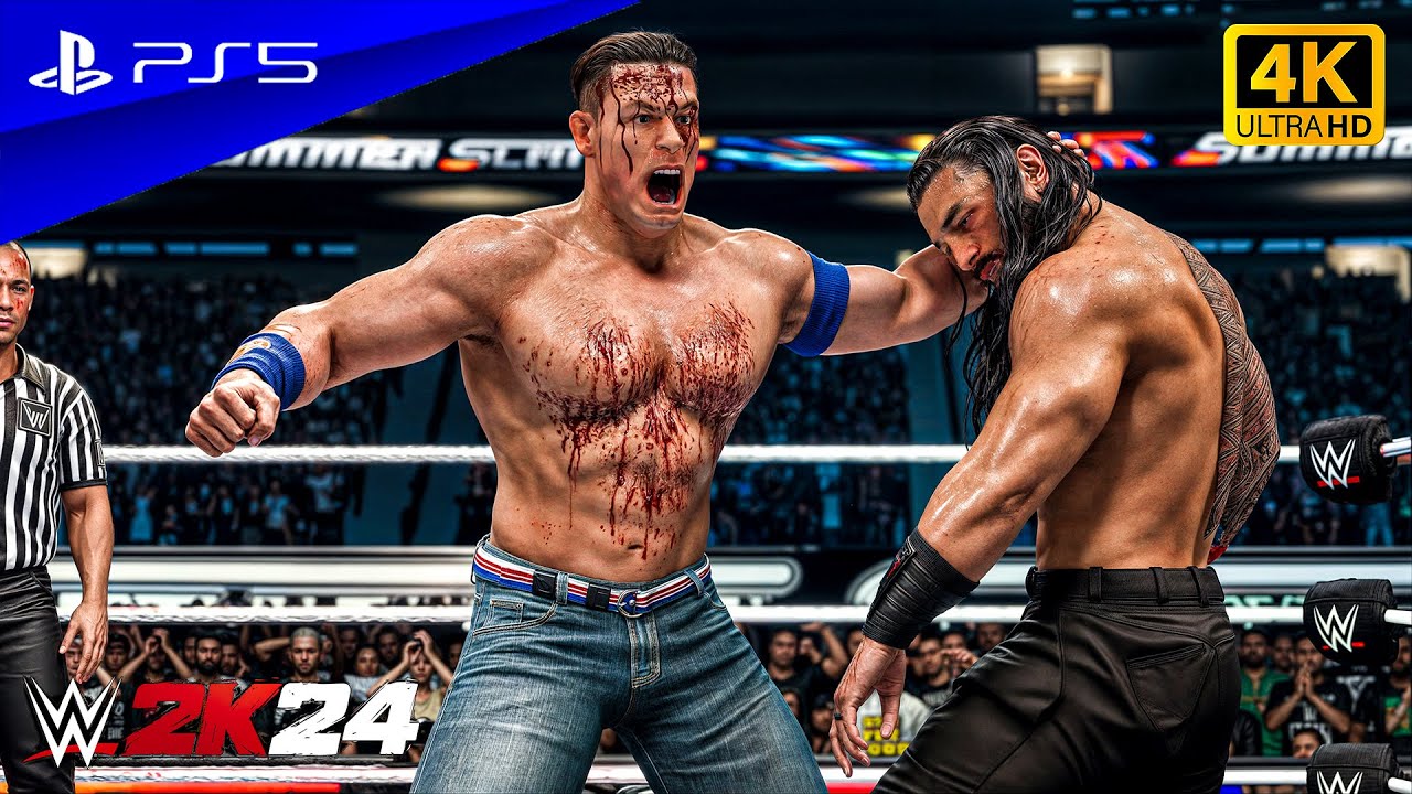 WWE 2K24 — Роман Рейнс против Джона Сины | Удивительный матч на SummerSlam | PS5™ [4K60]