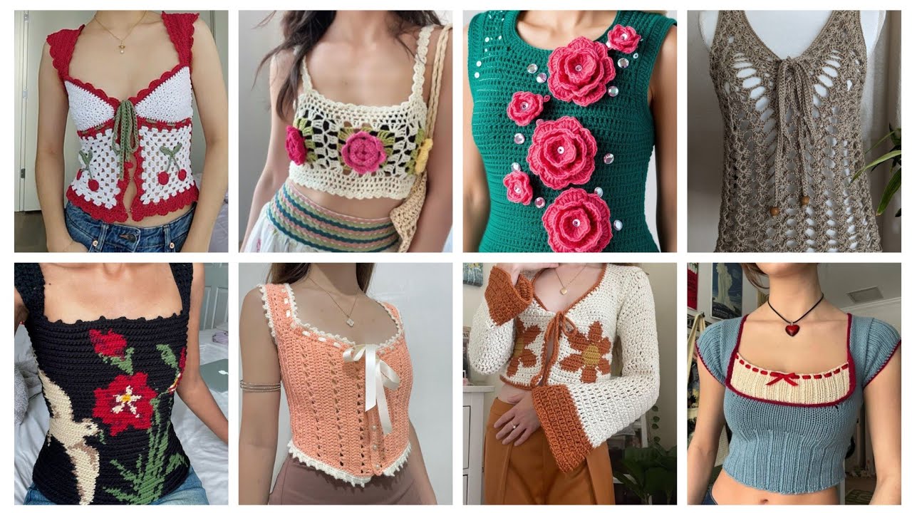 100+ Attractive & stylish crochet Top blouse Designs/crochet blouse Designs for jacket/sarees &Frock