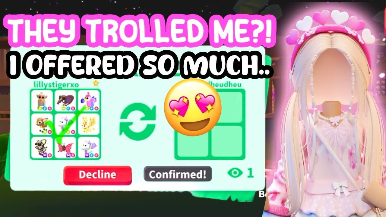 THEY TROLLED ME..😭I OFFERED SO MUCH!🙈💗EXOTIC TRADING!! #adoptmeroblox #preppyadoptme #preppyroblox