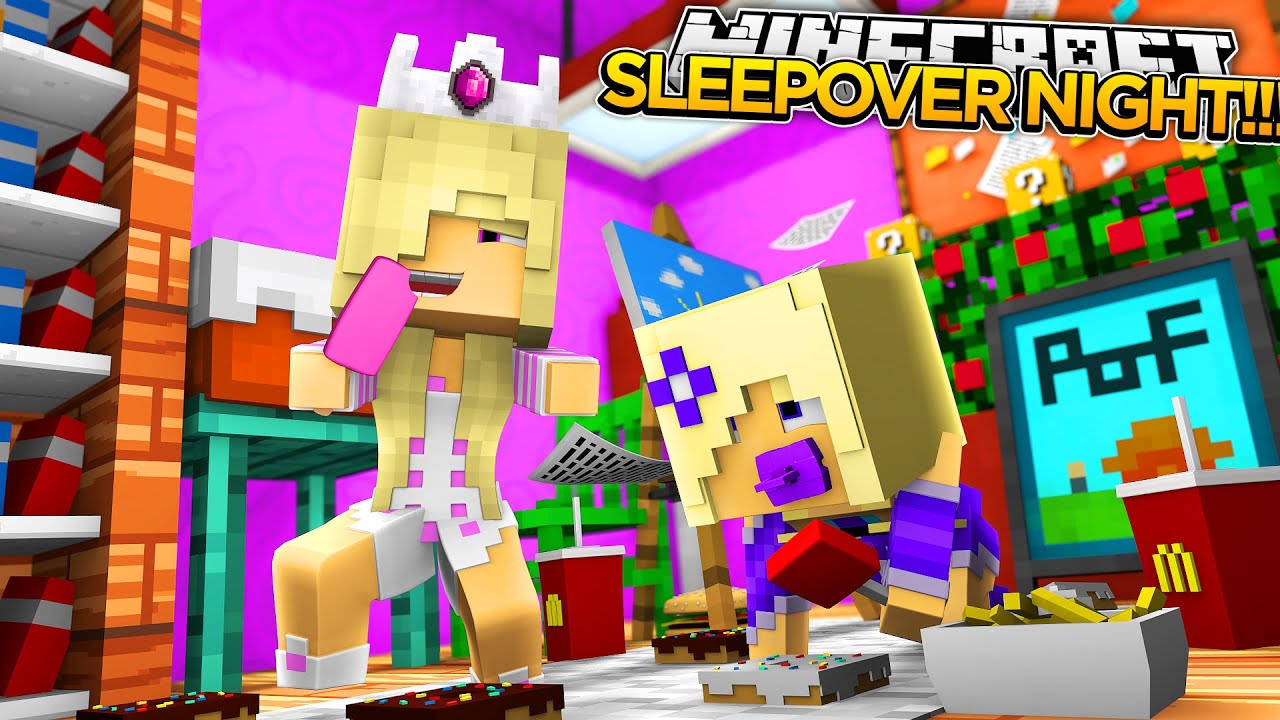 MY FIRST SLEEPOVER w/ BABY ANGEL!!!- Minecraft - Baby Leah Adventures.
