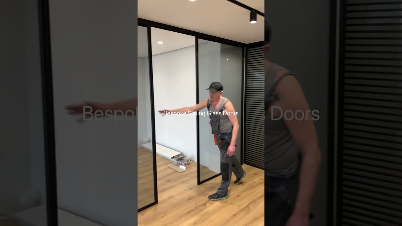 Sliding glass doors, room divider, glass partition.  #homedesign  #bespokeinteriors #officedesign