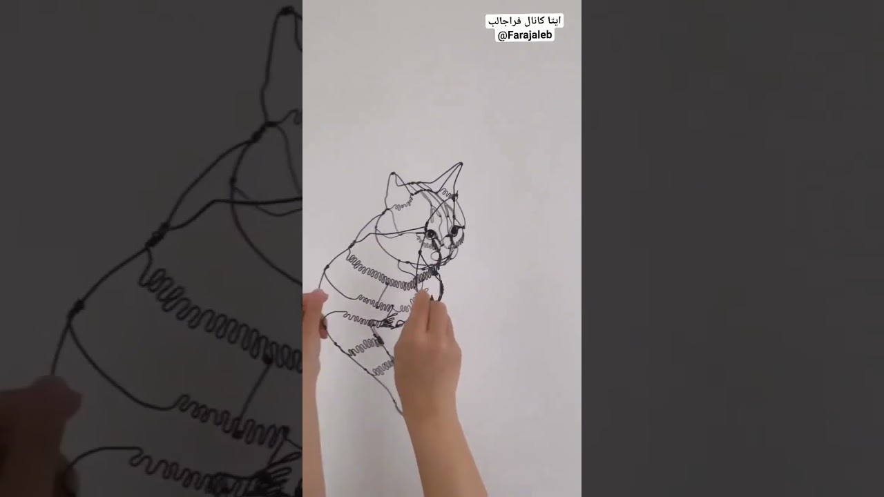 3D cat made with wire.Chat 3D en fil de fer.گربه3D Fabriqu&eacute; avec du fil😍😮😂