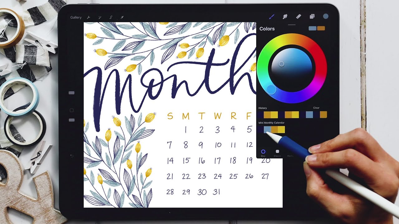 Создайте ежемесячный календарь в Procreate