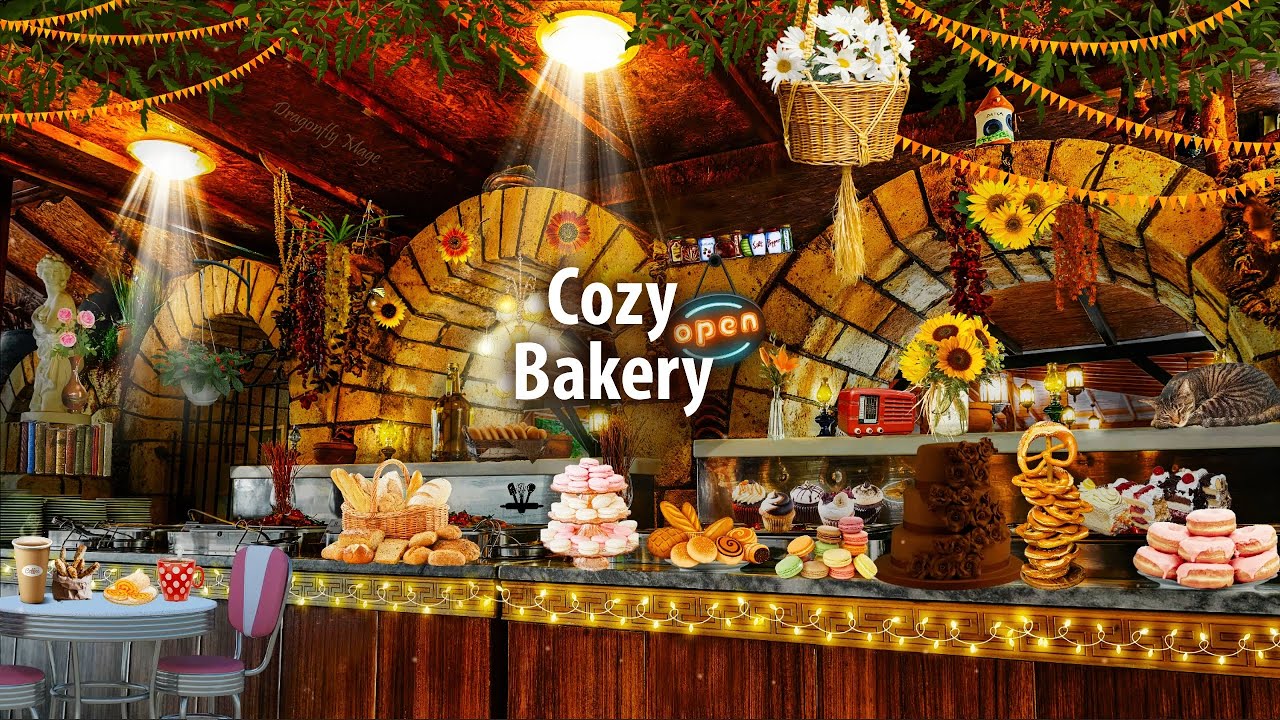 Cozy Bakery 🍩 ASMR Ambience (mixing, baking, paper crinkling, chatter, jazz sounds)