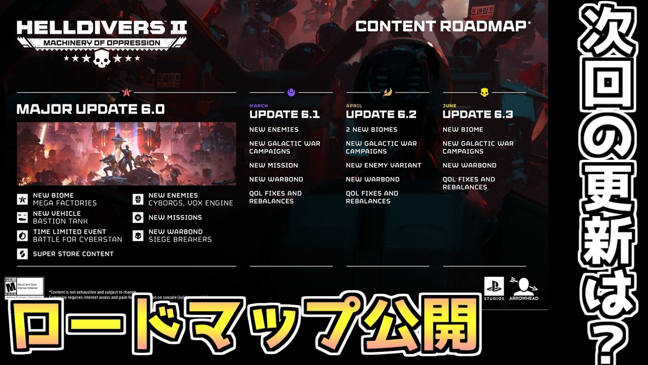 【ヘルダイバー２】初の開発ロードマップ公開！次のアップデートはいつになる？【HELLDIVERS2】