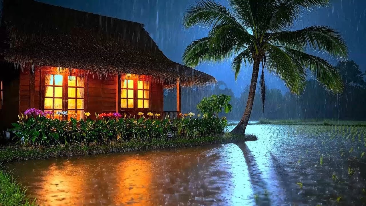 Overcome Stress to Sleep Instantly with Heavy Rain & Paramount Thunder Sounds on a Tin Roof at Night