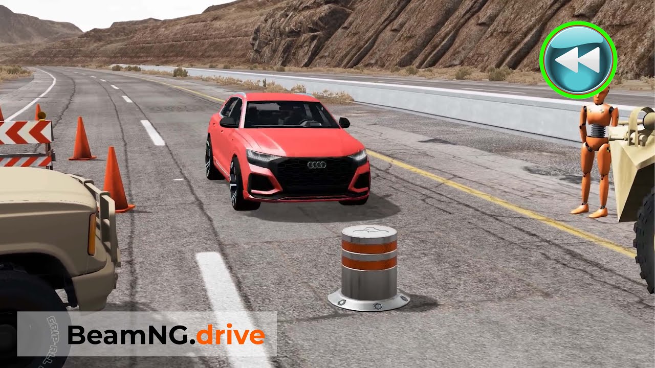 Reverse Car Vs Bollard Crashes#18_BeamNG.drive
