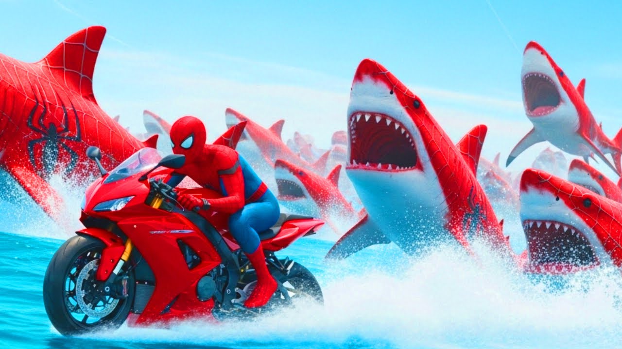 الرجل العنكبوت انقاذ باتمان Spider Man Rescue batman vs iron man vs venom VS Shark