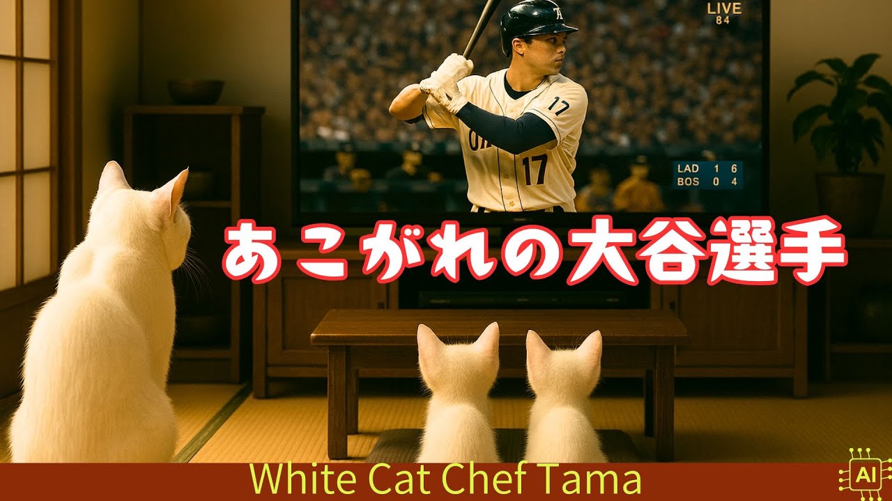 【AI猫 料理】子猫に野球を見せたらこうなっちゃいました！タマはどうする？