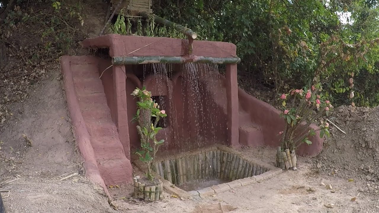 Primitive Technology, continue Ant-hill house with pool water