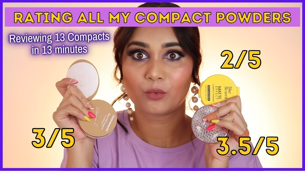 Rating all my COMPACT POWDERS | Reviewing 13 Pressed Powders in 13 Minutes | Nidhi Katiyar