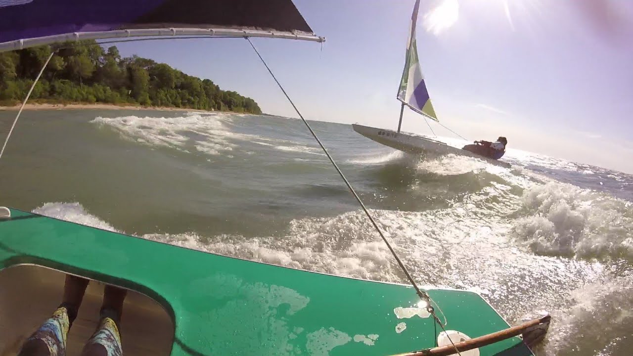 Sunfish sailing in the surf