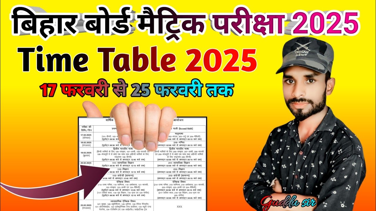 Bihar board class 10th date sheet 2025 || Bihar board matric exam routine 2025