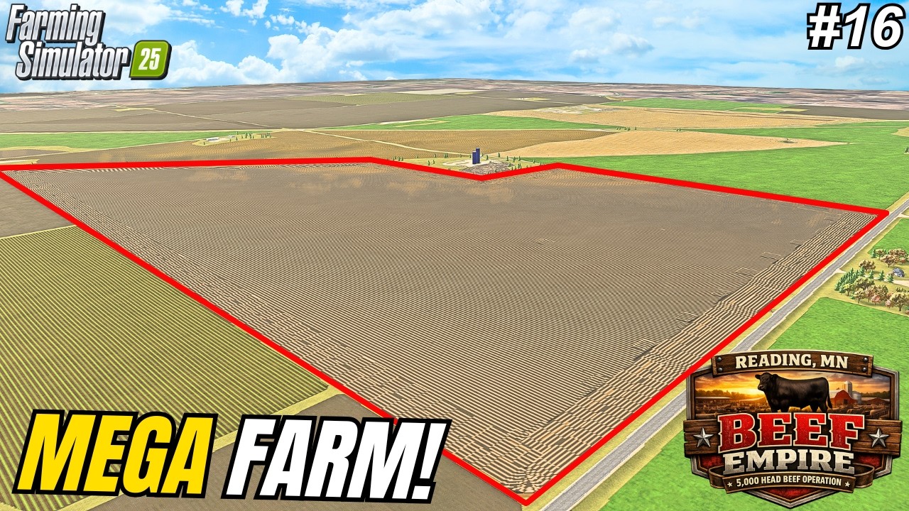 200 ACRE MEGA FIELD VS 2 CASE COMBINES ON THE $20,000,000 MEGA BEEF FARM! | Reading, MN | FS25 #16