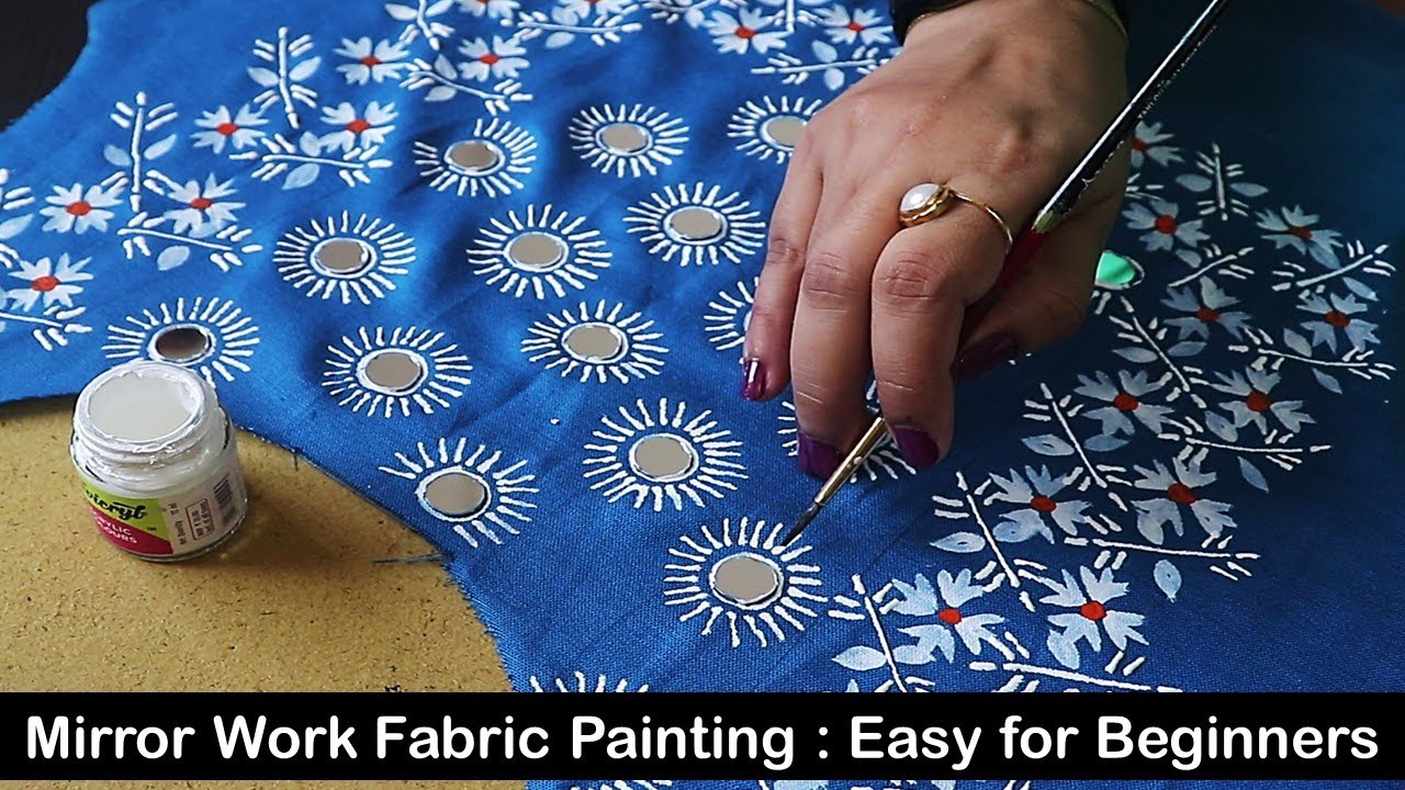 Mirror Work with Acrylic Color I Designer  Suit Painting for DURGA PUJA I Tutorial for Beginners