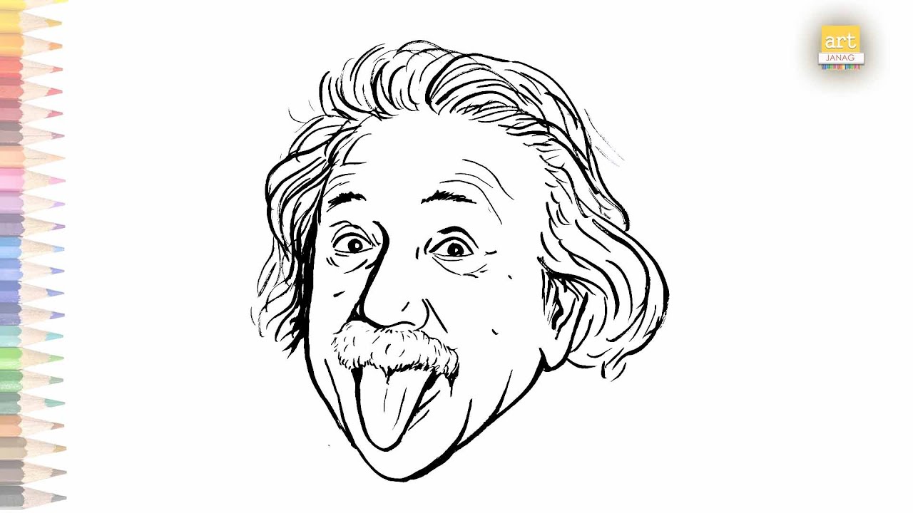 Albert Einstein Artwork / famous photo | How to draw Einstein drawing