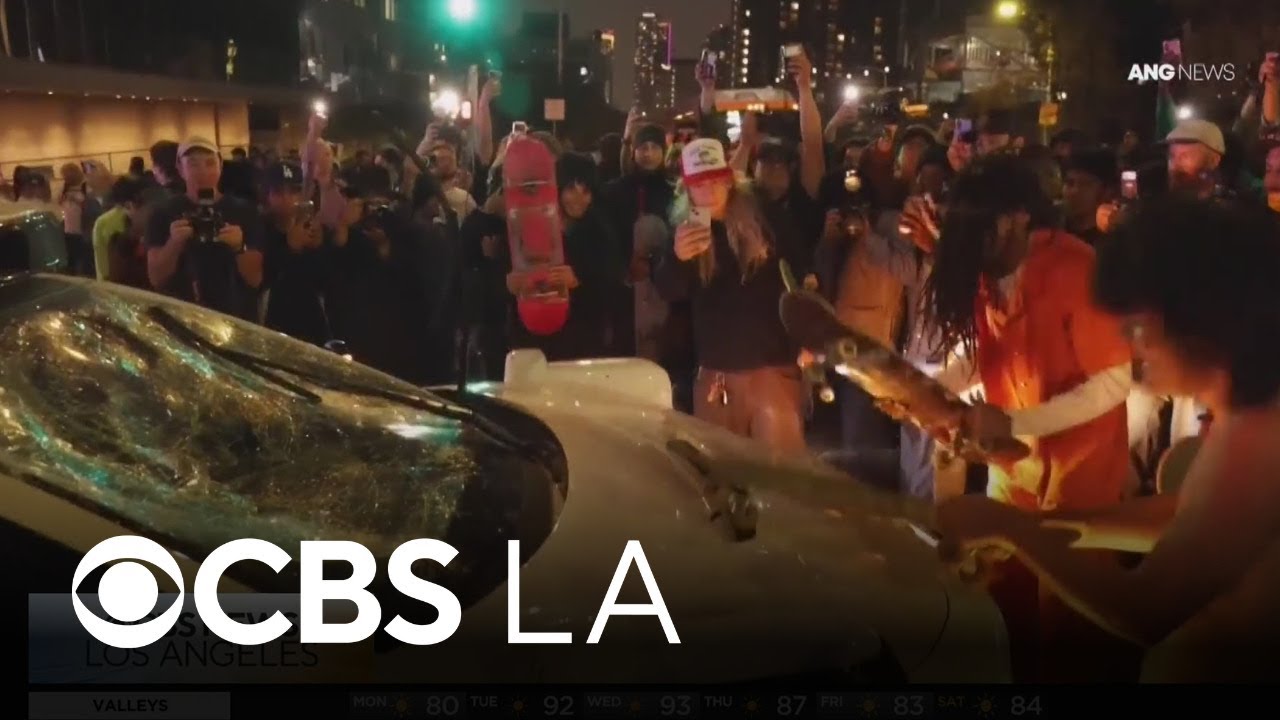 Chaos unfolds in downtown Los Angeles after skateboarding event gets out of hand
