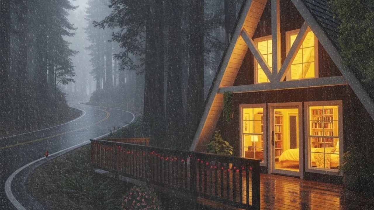 ASMR Soft Rain on a Foggy Forest Road-#雨音 #rainfall #raining