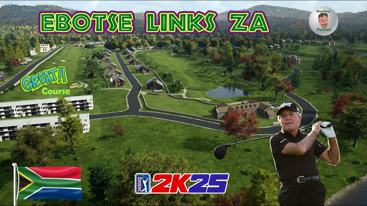 PGA Tour 2K25 - Ebotse Links ZA - Демонстрация поля с обзором сверху.