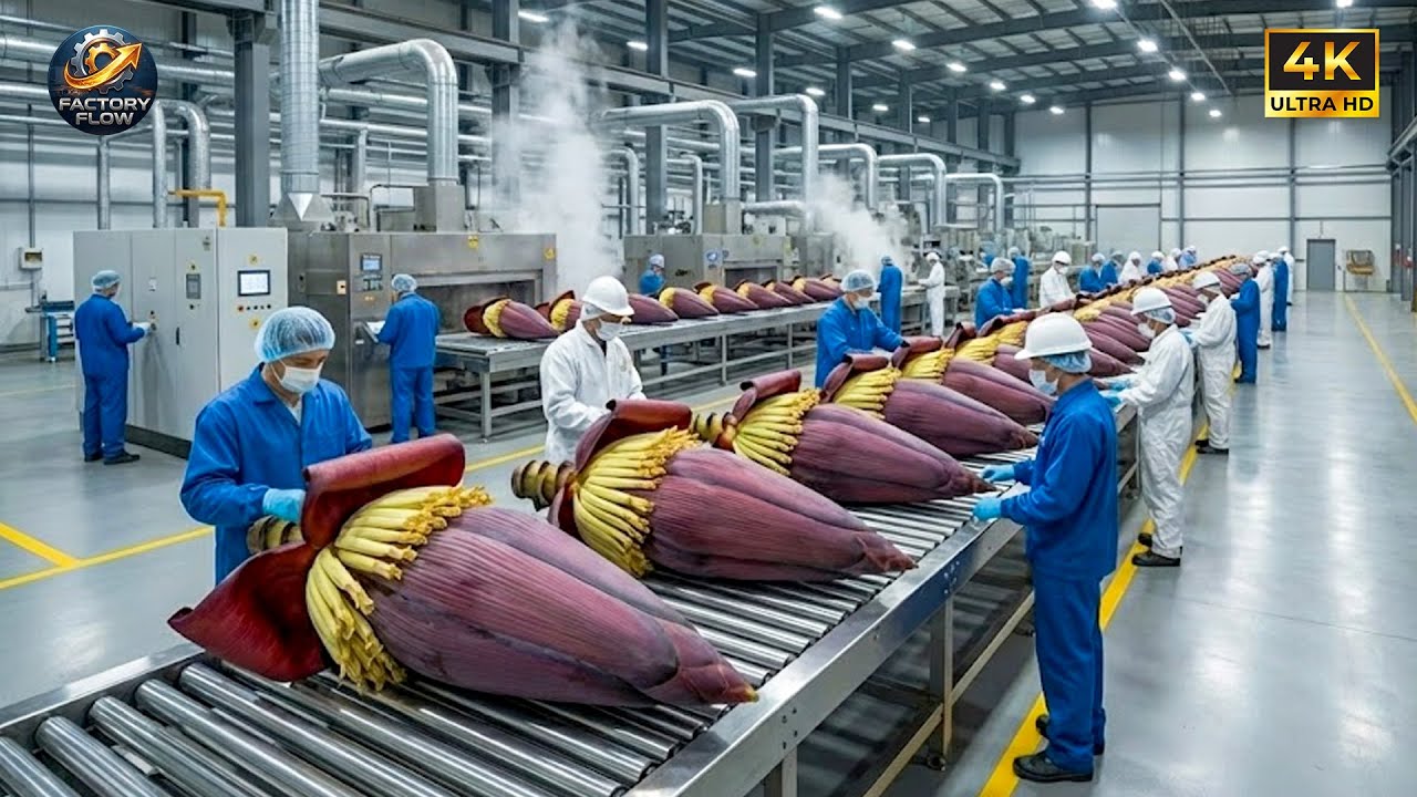 Inside The Massive Banana Blossom Factory: Processing 20 Tons A Day (Full Process)