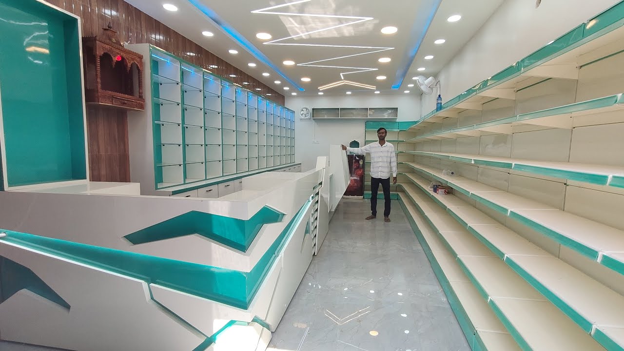 Medical store Counter rack design || Pharmacy Shop Interior Design || Modern Counter Design