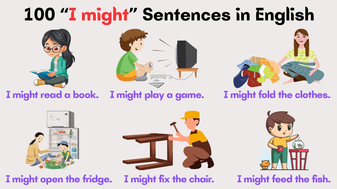 100 Easy “I Might” Sentences in English for Kids | English Grammar | Daily English Speaking Practice