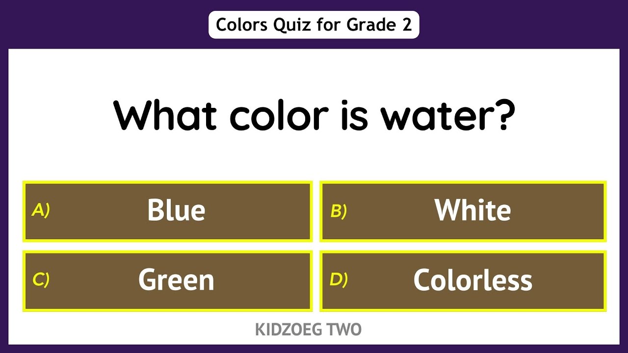 Colors Quiz for Grade 2 Kids | 12 Questions to Learn Basic & Common Colors Easily | GK Test for Kids